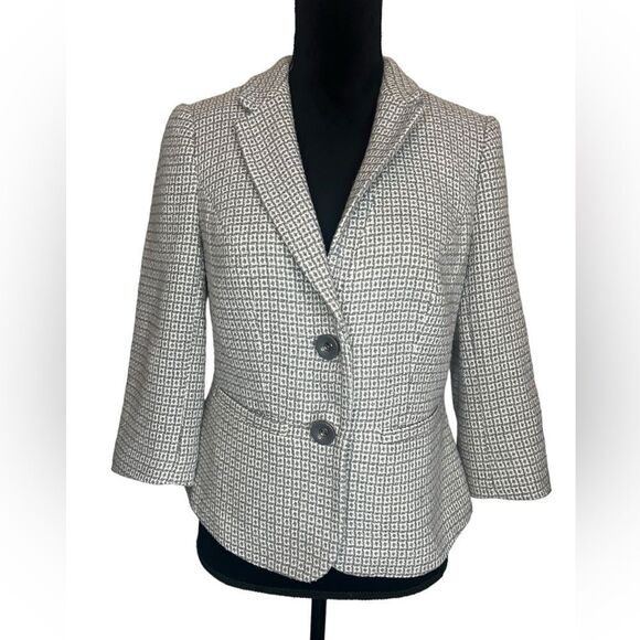 THE LIMITED WOMENS 3/4 SLEEVE BUSINESS BLAZER JACKET GRAY & WHITE SIZE MEDIUM - Picture 4 of 11